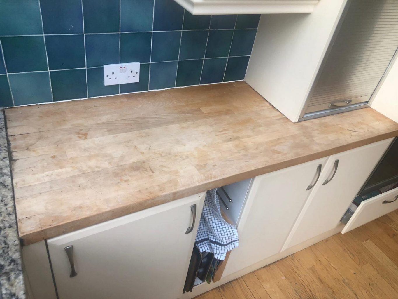 sanded wooden counter