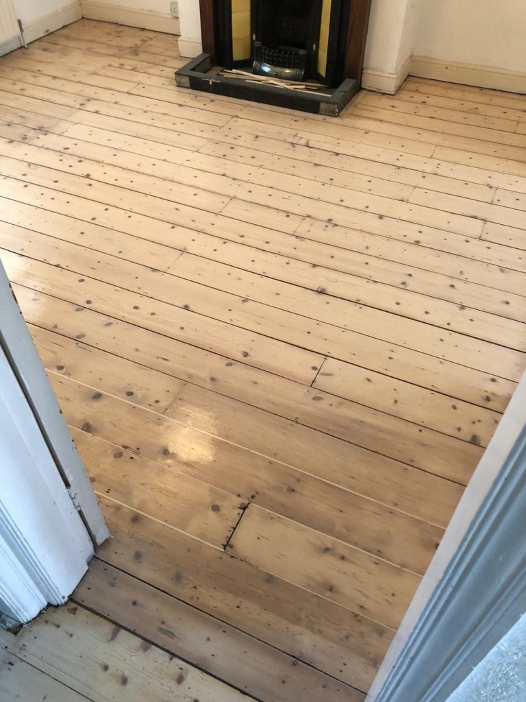 sanded and varnished pine floors